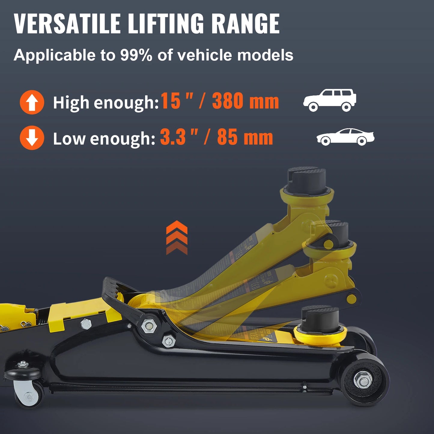 VEVOR 2.5T Floor Hydraulic Jack Pneumatic Low Profile Floor Jack Heavy-Duty Steel Racing Floor Jack with Single Piston Lift Pump