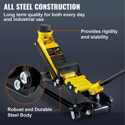 VEVOR 2.5T Floor Hydraulic Jack Pneumatic Low Profile Floor Jack Heavy-Duty Steel Racing Floor Jack with Single Piston Lift Pump