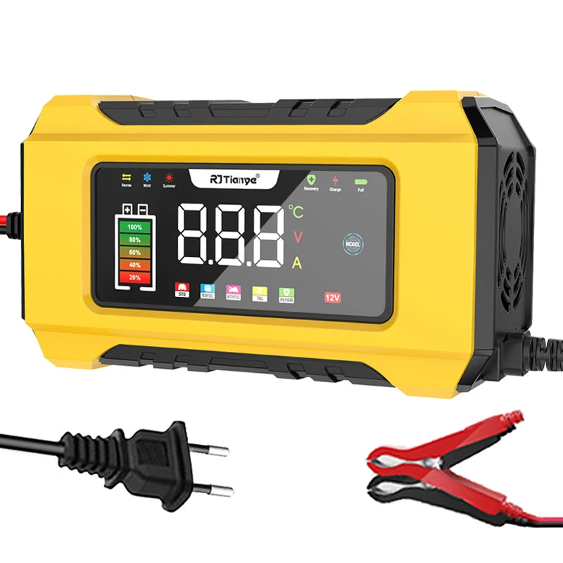 NEW - 12V 6A Fully Automatic Car Battery Charger Smart Pulse Repair Color Screen for AGM GEL WET Lead Acid Charger LCD Display