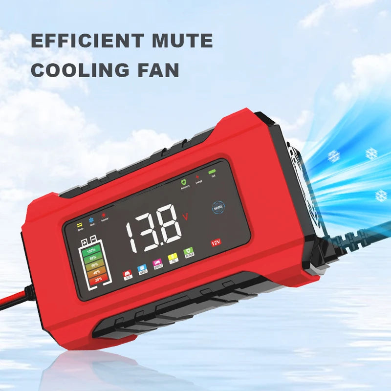 NEW - 12V 6A Fully Automatic Car Battery Charger Smart Pulse Repair Color Screen for AGM GEL WET Lead Acid Charger LCD Display
